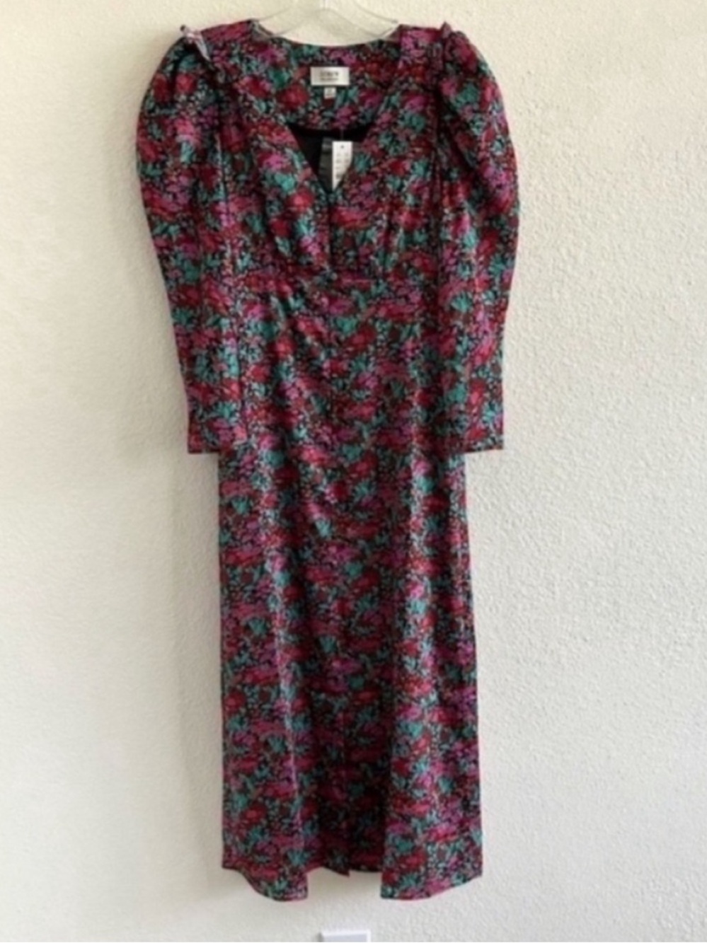 NWT J. Crew Collection Drapey Puff Sleeve Midi Dress Ratti Floral - Picture 3 of 8